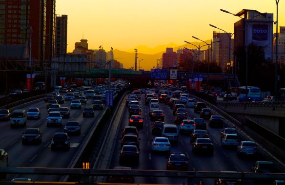 beijign traffic sunset